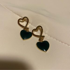 Emerald heart shaped earrings